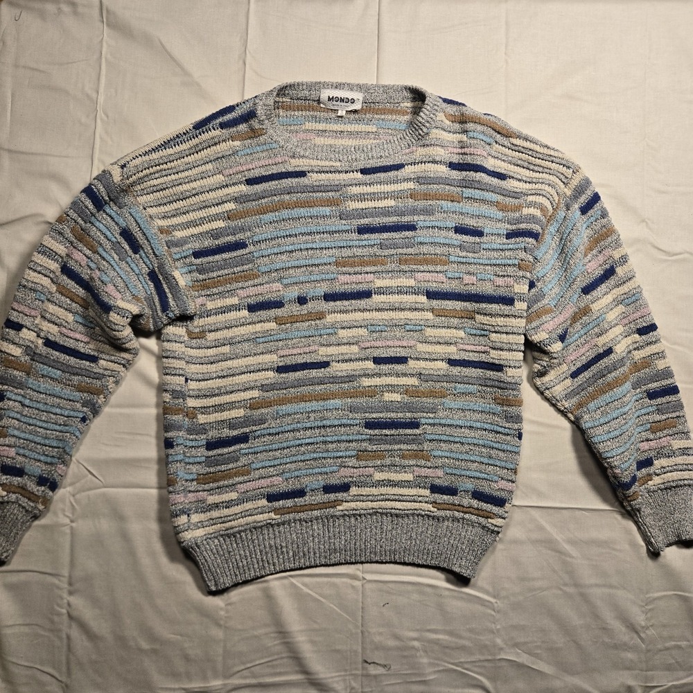 Vintage Women's Mondo Made in Italy Sweater Size Small Blue White Gray